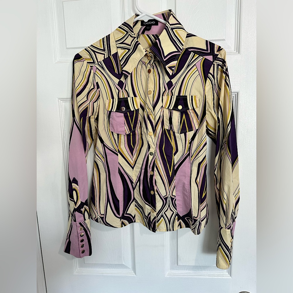 Bebe retro long sleeve button up